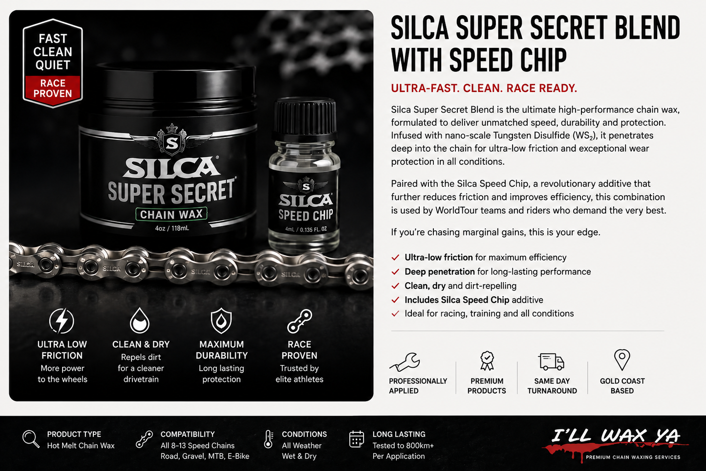 SILCA Secret Chain Blend + SpeedChip – Race Optimised Hot Wax